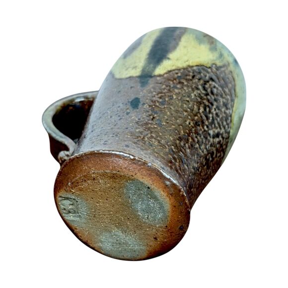 Vintage Handmade Pottery Mug: Signed CS, Brown & Tan Glaze - Picture 4 of 6